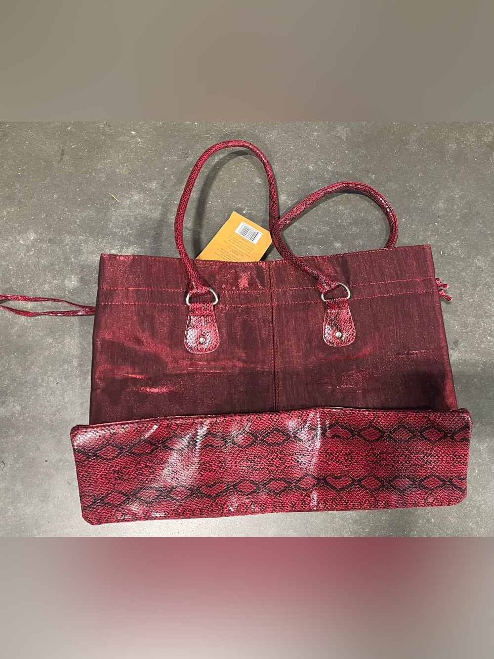 Metallic Deep Red Tote Bag for Women - Picture 3 of 9